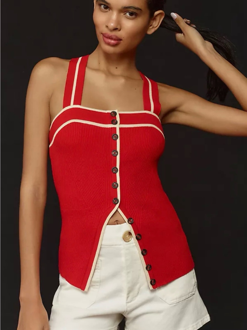 Maeve Button-Front Cross-Back Sweater Tank from Anthropologie  Size XS / Small
